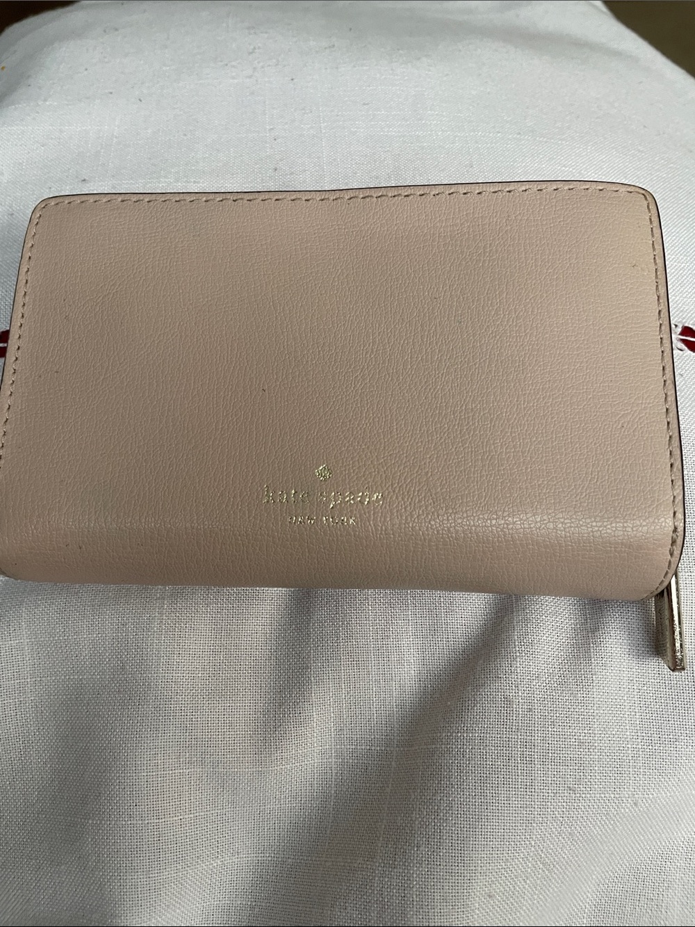 kate spade Blush Pebbled Leather Zip Around Wallet & Coin Holder
